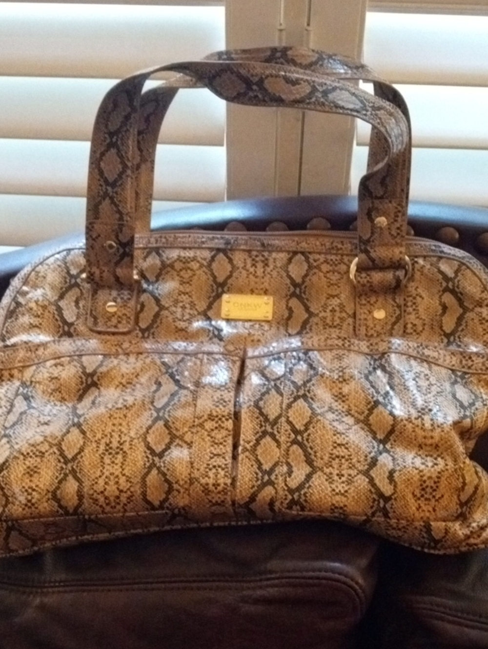 Vintage CNKW Canada Brown Python Print Handbag – Excellent Condition
